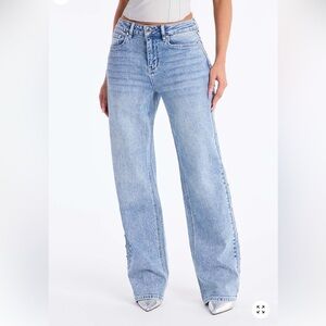Shining star embellished jeans medium wash